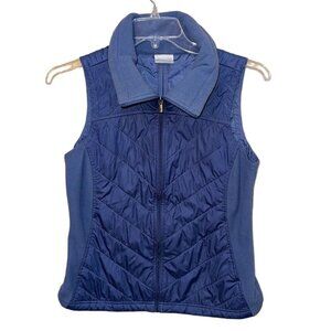 Women's Columbia Quilted Puffer Fleece‎ Full Zip Winter Vest Blue Size Medium